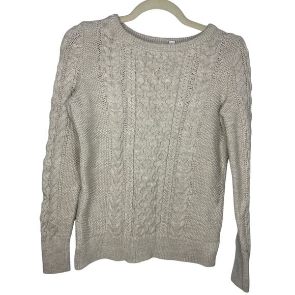 Gap For Good Crewneck Cotton Sweater Size Small Neutral Cable Knit Fisherman - Picture 1 of 7